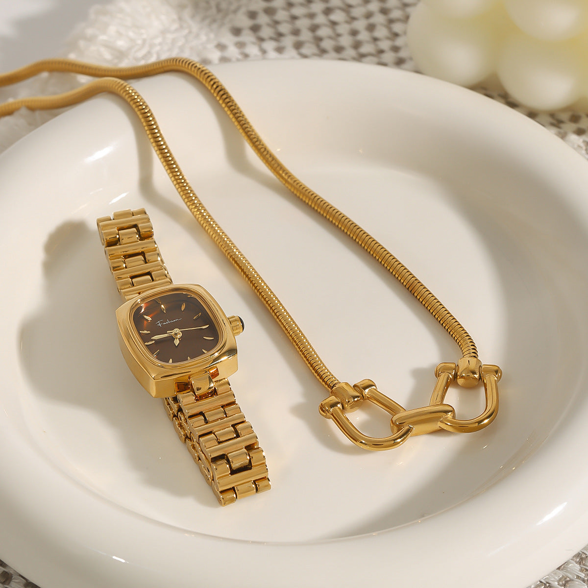 Titanium Steel Gold Choker Necklace