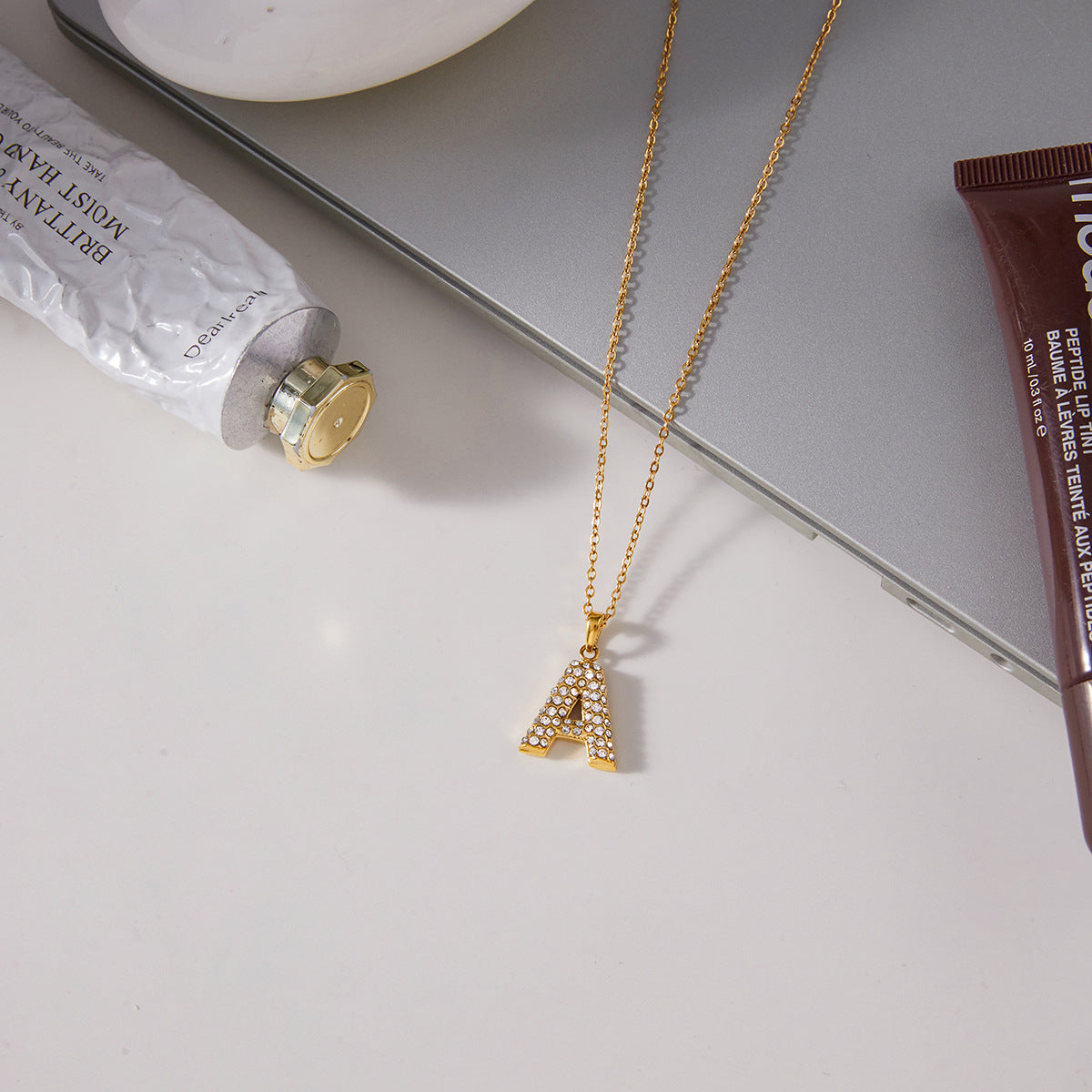 Multi - Layered Initial Heart Pendant Necklace Set