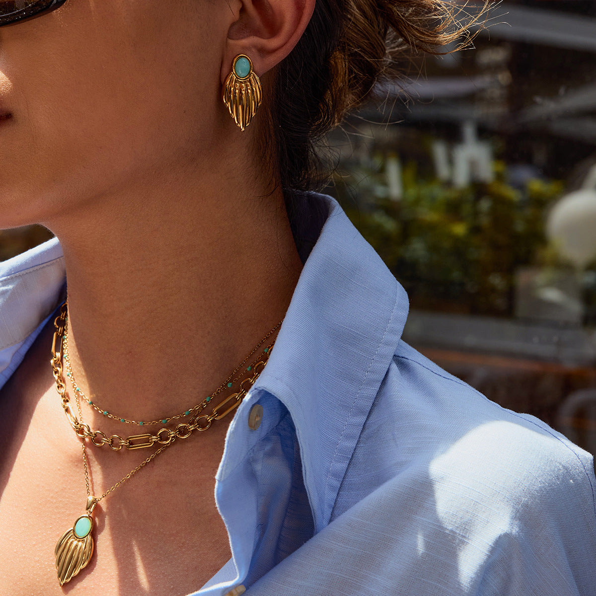 Elegant Gold - toned Necklaces with Colorful Gemstone Pendants