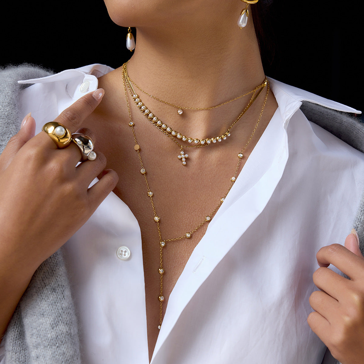 Multi - Layered Necklaces with Pearl - Charming Stackable Jewelry