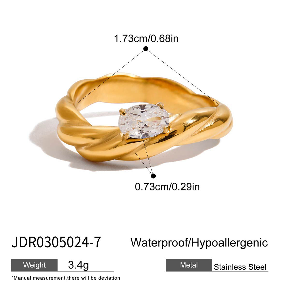 Wave Snake Ring – Pear-Shaped Center Stone, Diamond-Cut Accent Ring for Women