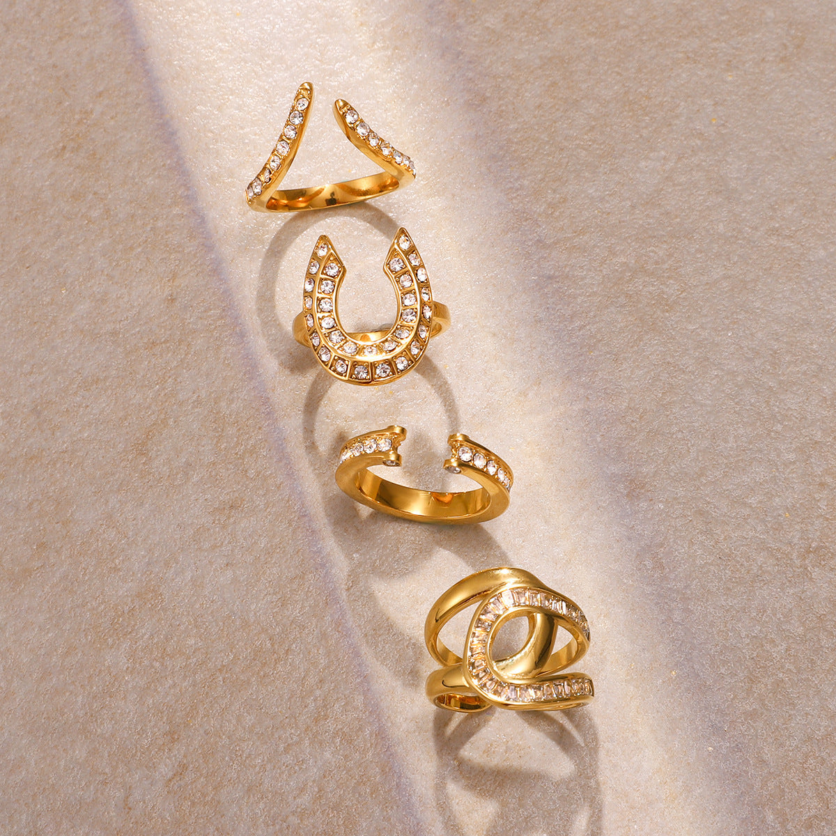 Statement Ring Set – Sculptural Knot, Abstract Figure & Twisted Band for Women