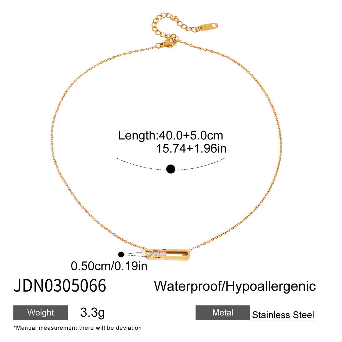 Elegant Titanium Necklace with cz Stones