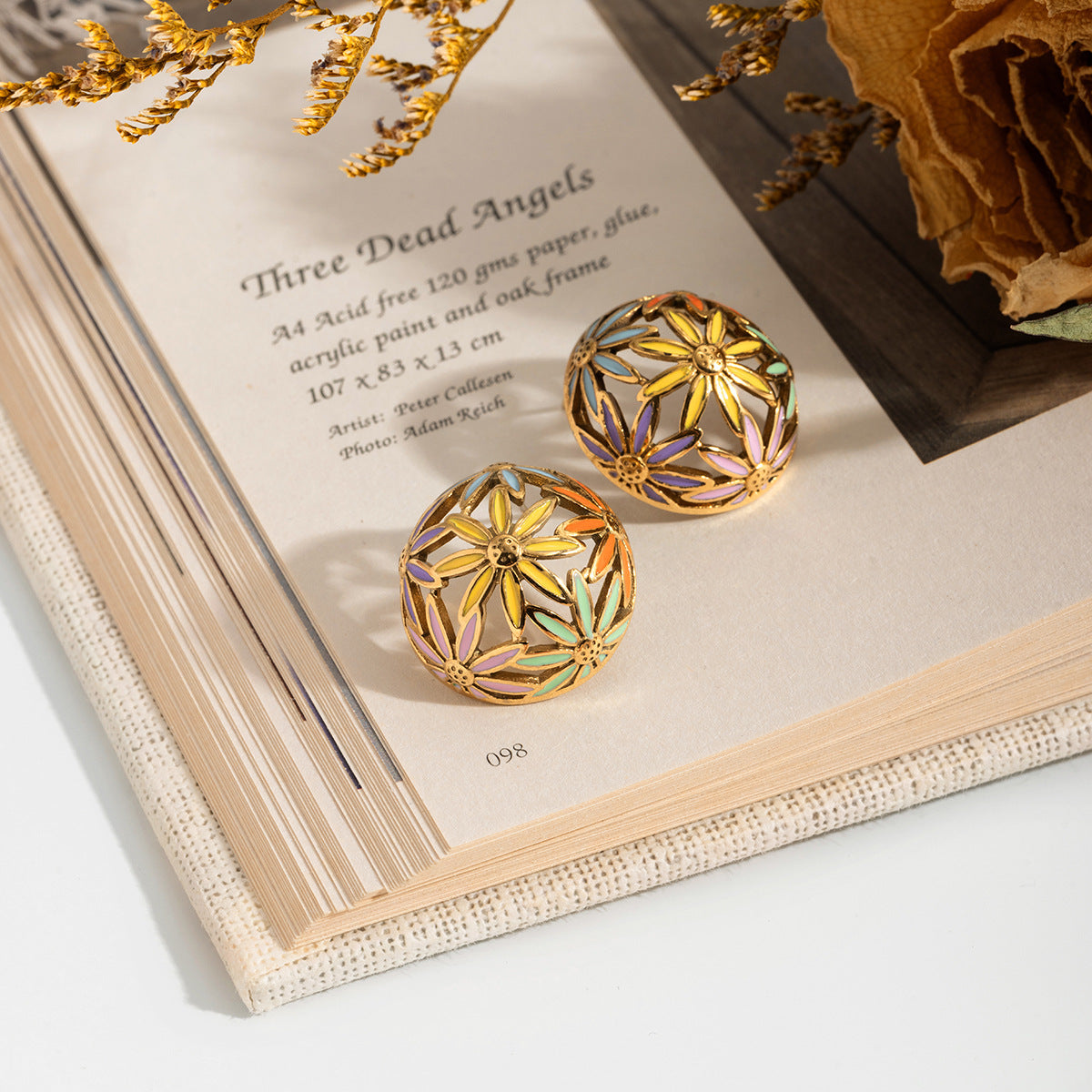 Hollow Floral Sphere Stainless Steel Earrings