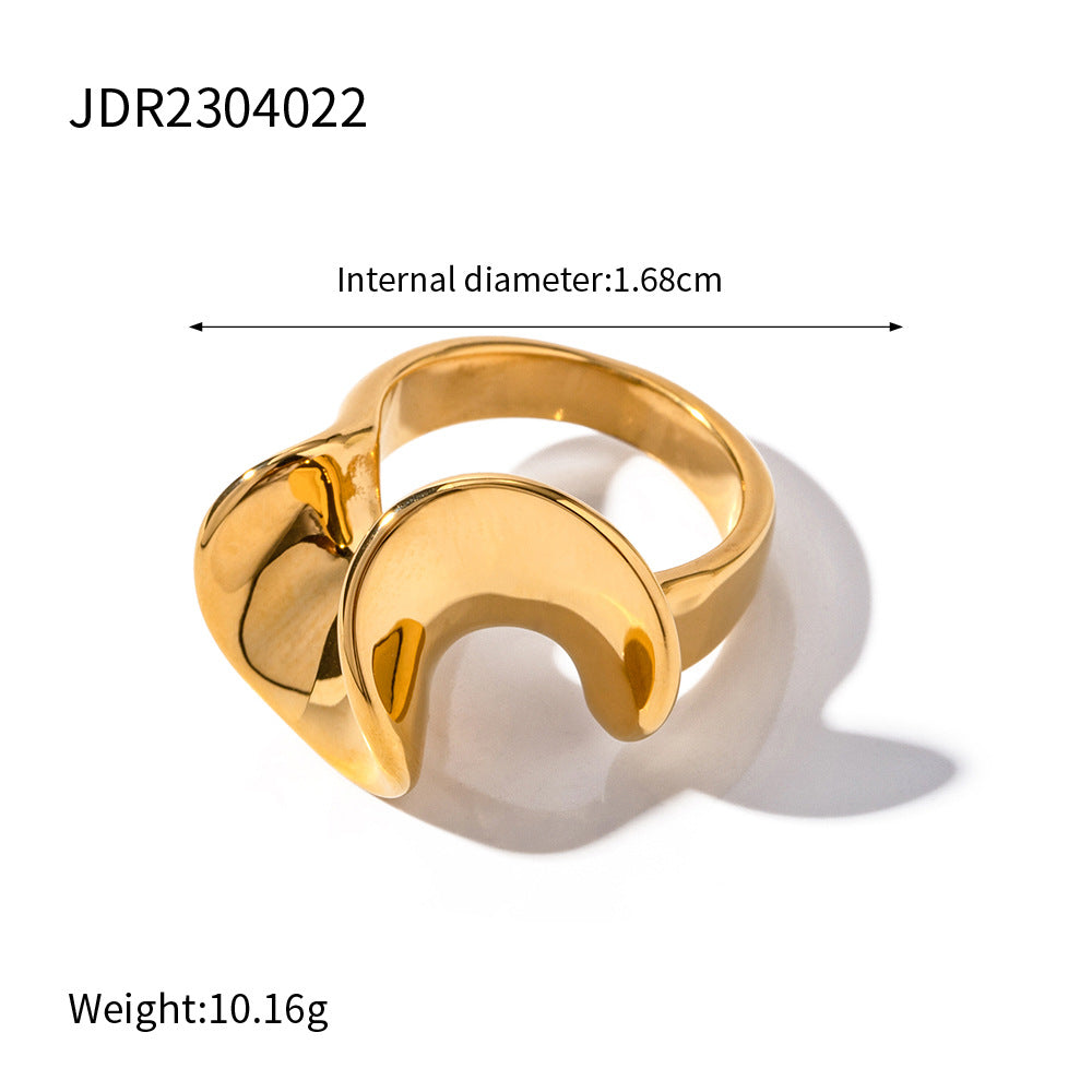 Gold & Silver Stackable Rings – Wide Textured Band, Wave Ring & Geometric Square Ring for Women