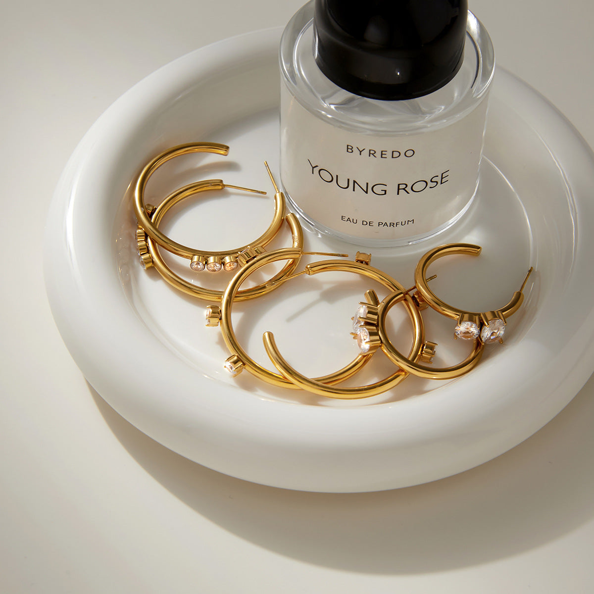 Stainless Steel Zirconia C-Hoop Earrings