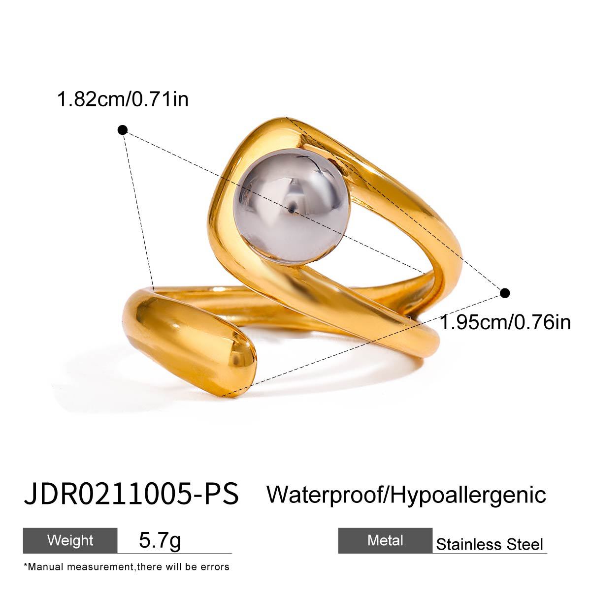 Organic Textured Gold Rings – Pearl & Metal Ball Statement Ring Set for Women
