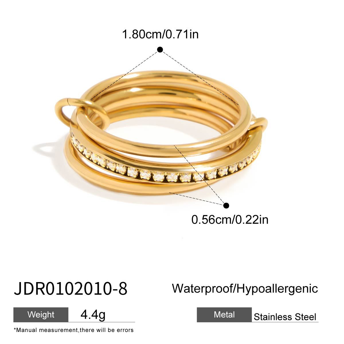 Gold-Tone Multi-Ring Set – Pearl, Zirconia, Stackable Fashion Rings for Women