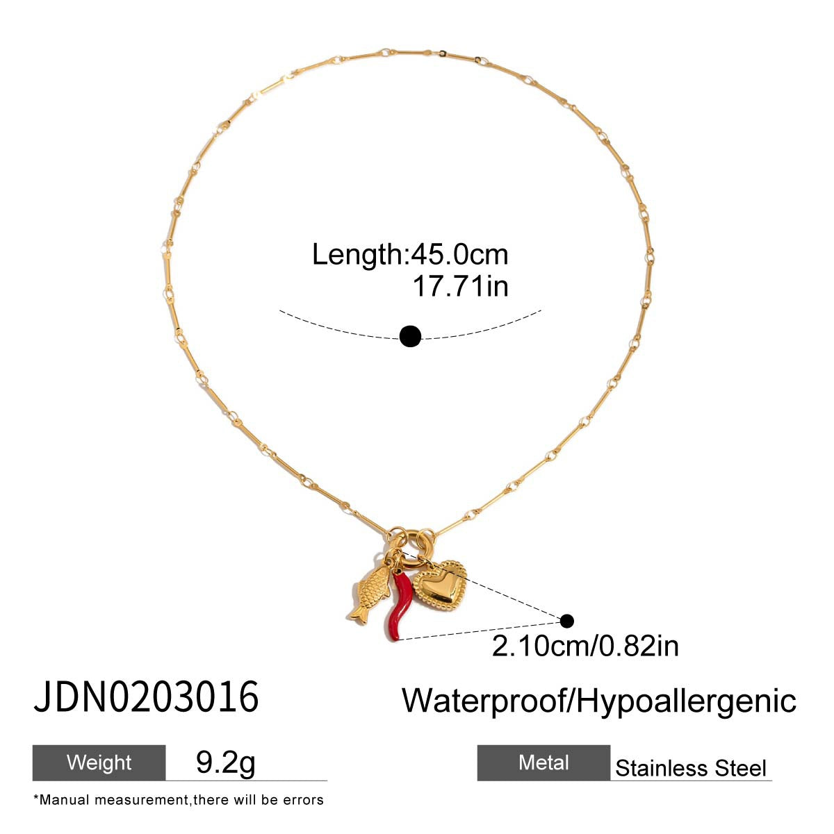 Multi - Layered Gold Necklace with Pearl and Charm Details