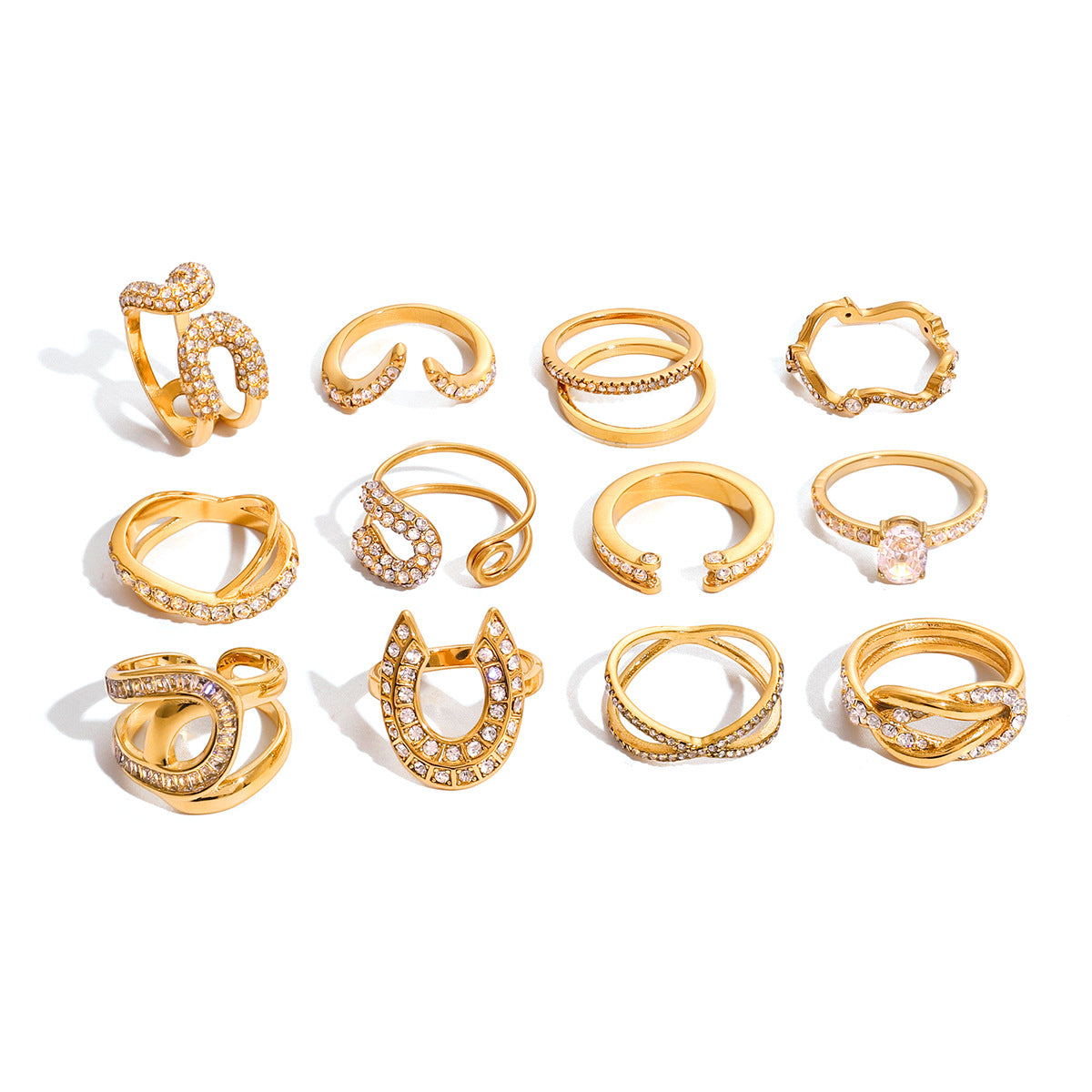 Statement Ring Set – Sculptural Knot, Abstract Figure & Twisted Band for Women