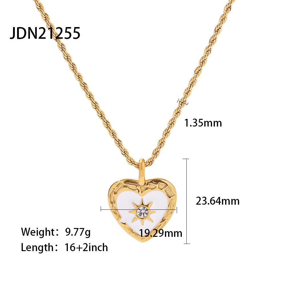 Dazzling Gold - Plated Heart - Shaped Pendant Necklace with Crystals