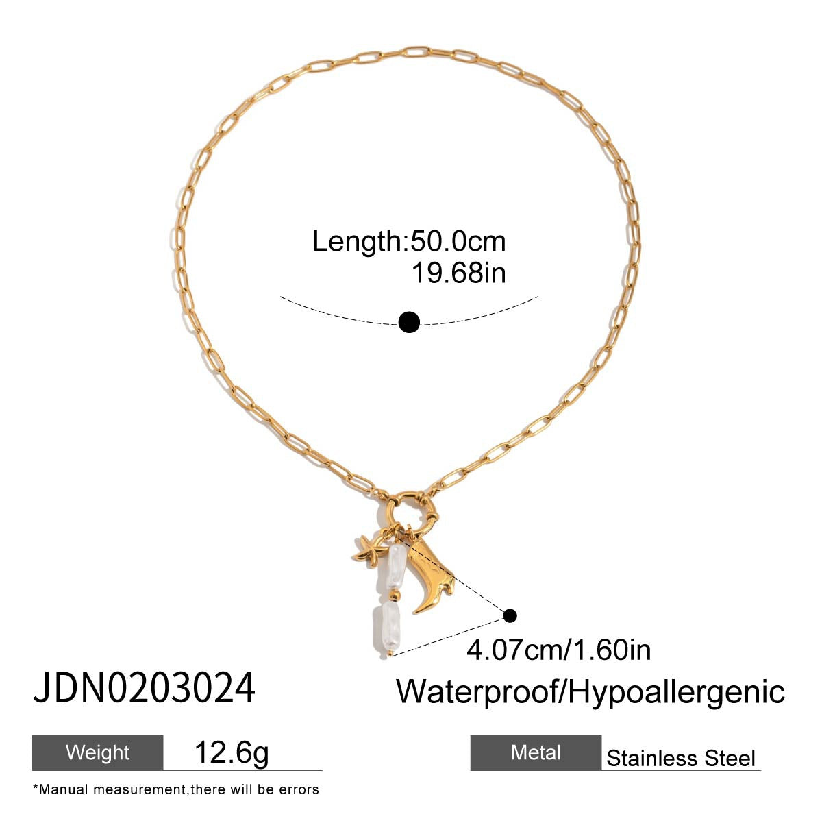 Multi - Layered Gold Necklace with Pearl and Charm Details