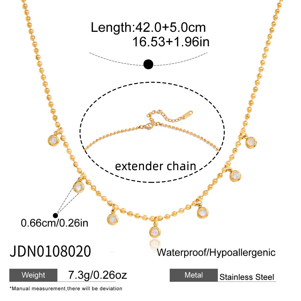 Dainty Gold - Filled Choker Necklace with Sparkling Cubic Zirconia Pendants