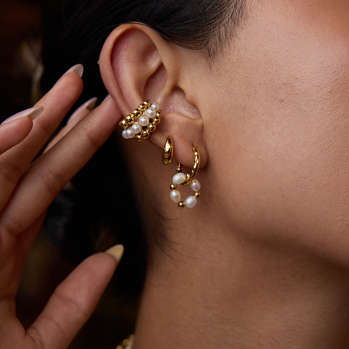 Stainless Steel Pearl Earrings