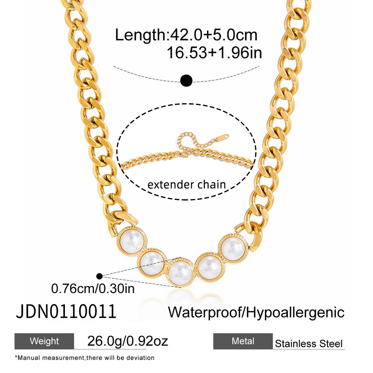 Gold - Plated Necklace with Pearl Accents