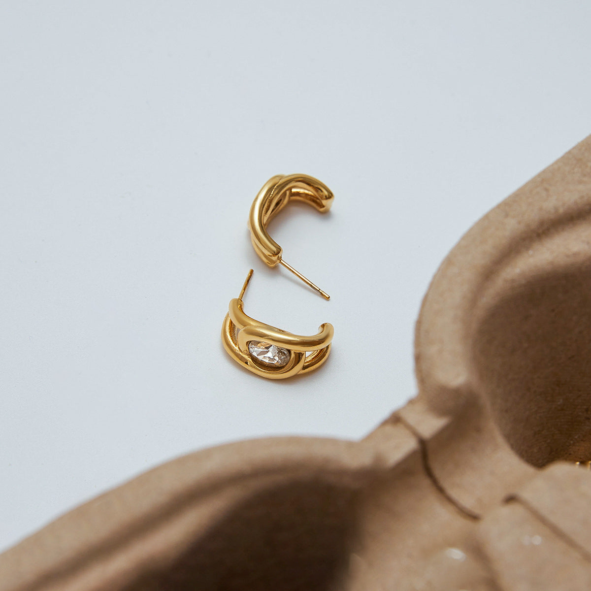 Stainless Steel Zircon Stud Earrings