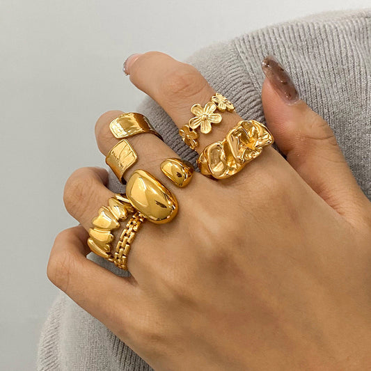 Stackable Rings Set – Textured, Geometric & Floral Designs for Women