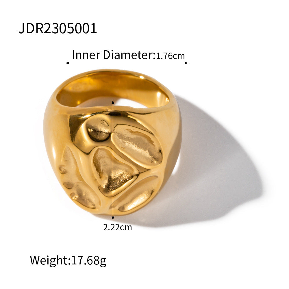 Gold & Silver Stackable Rings – Wide Textured Band, Wave Ring & Geometric Square Ring for Women