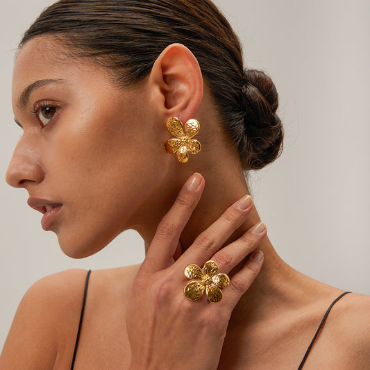 Stainless Steel Floral Earrings