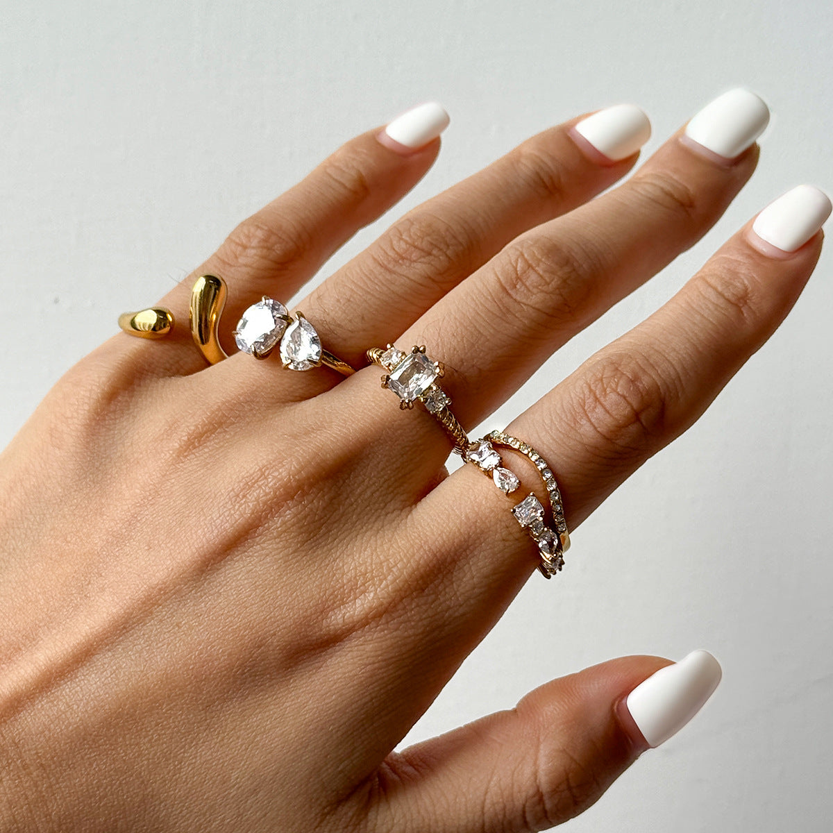 Diamond Stackable Rings – Three-Stone, Eternity & Open Ring Set for Women