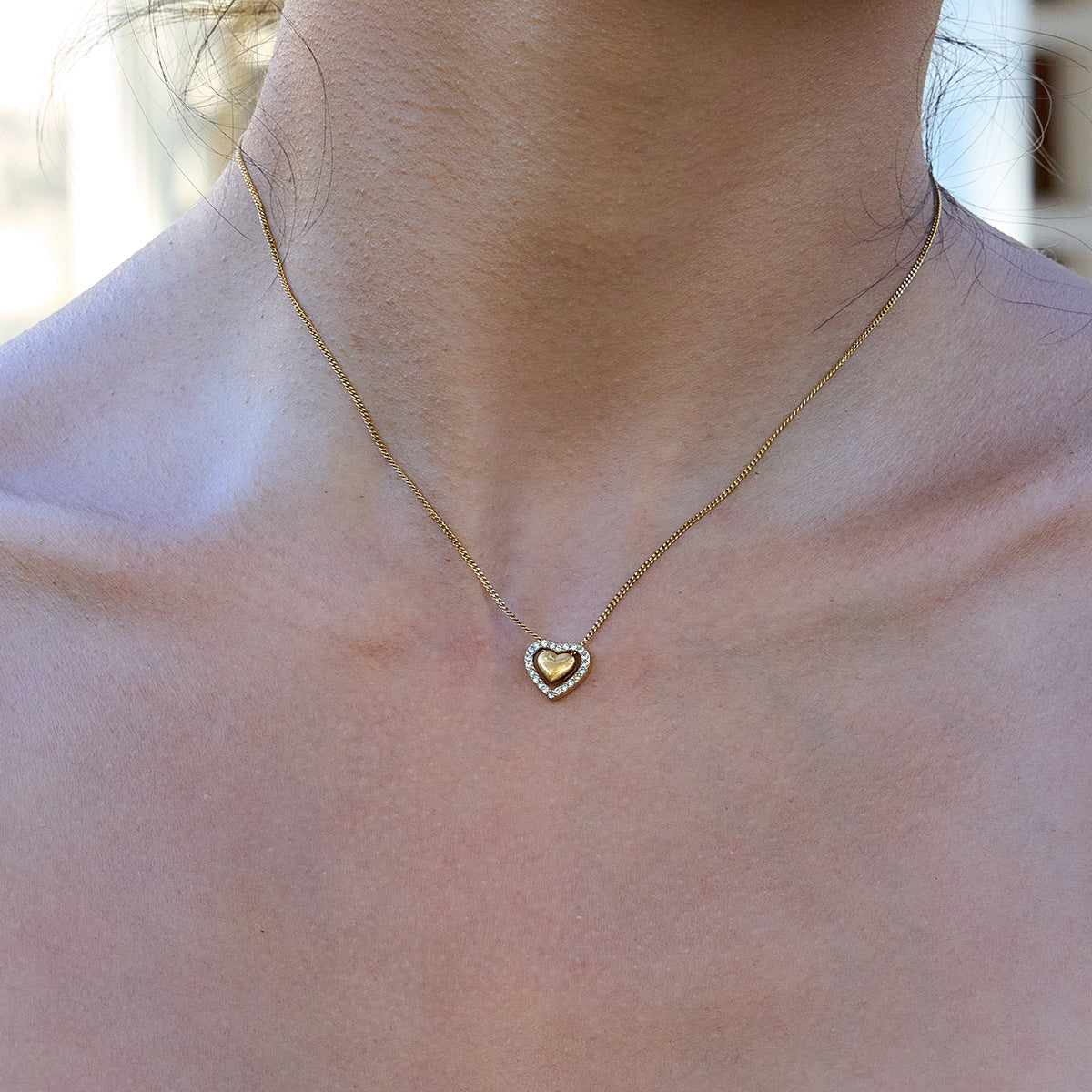Layered Heart - Shaped Necklaces with Cubic Zirconia