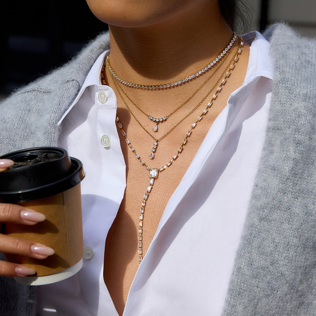 Multi - Layer Diamond - Studded Necklaces for Women
