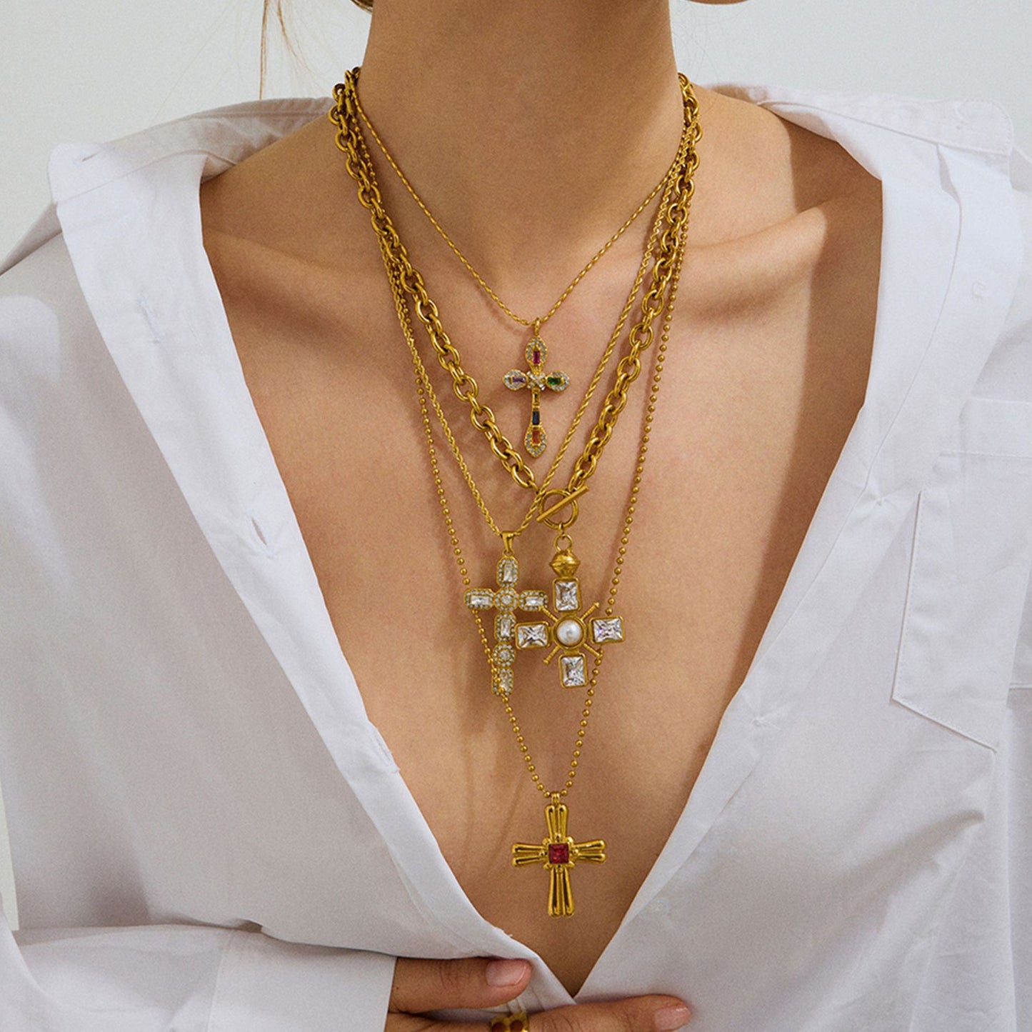 Stainless Steel Cross Pendant Necklace