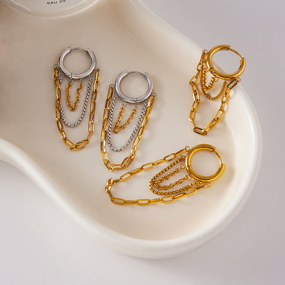 Titanium Steel Tassel Earrings