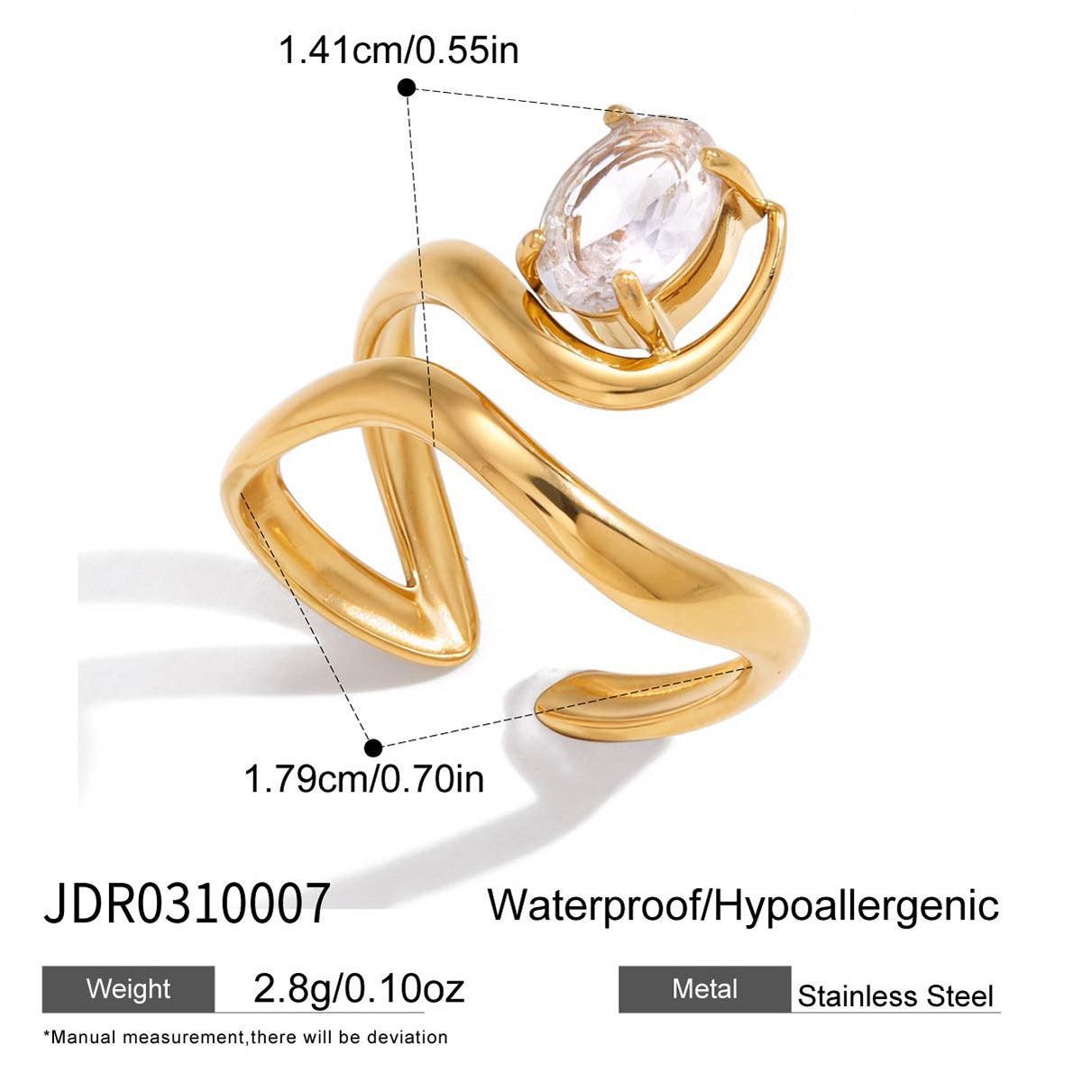 Gold-Tone Stackable Ring Set – Twisted, Snake, Bow Designs with Crystal Accents