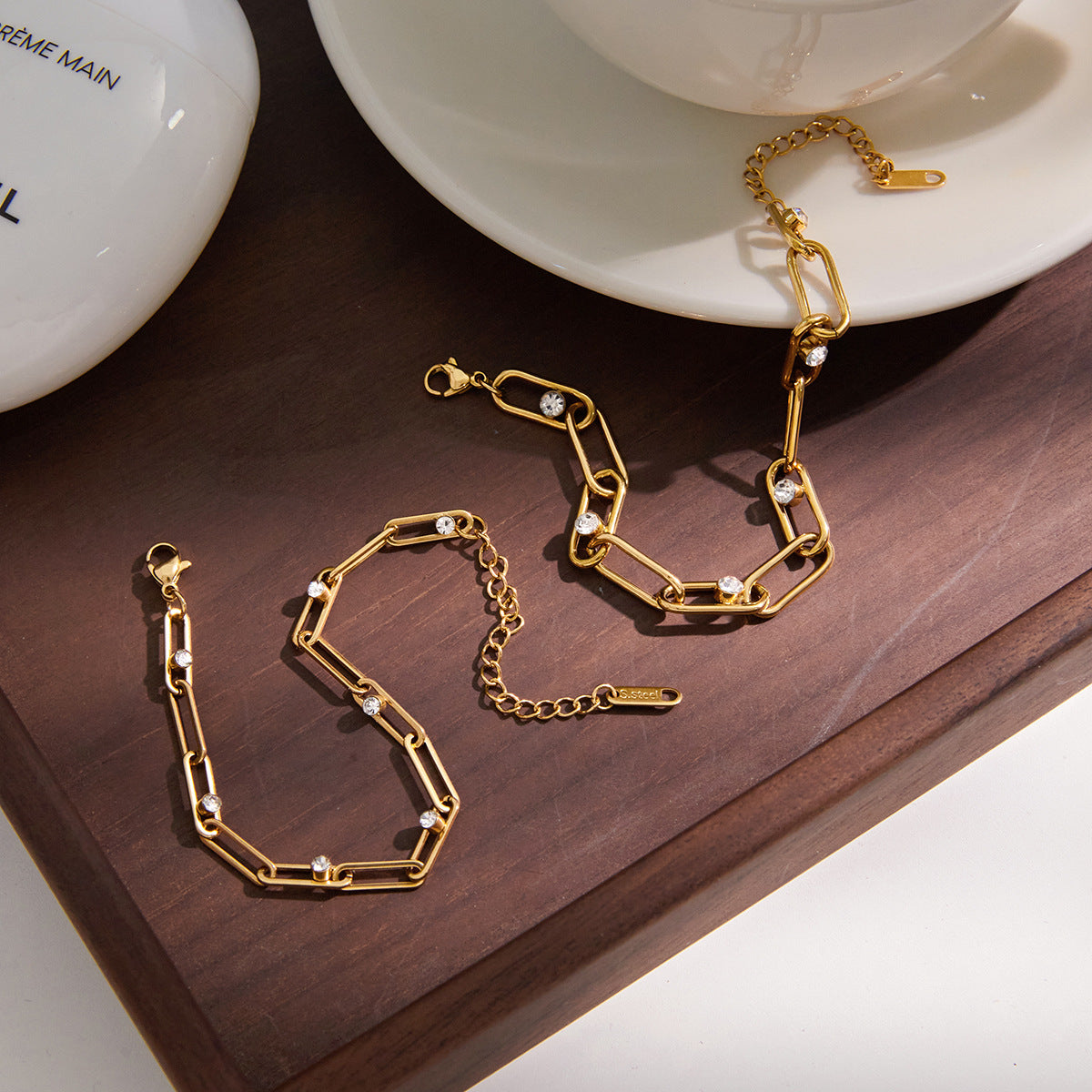 Stackable Gold - Tone Bracelets with Crystals