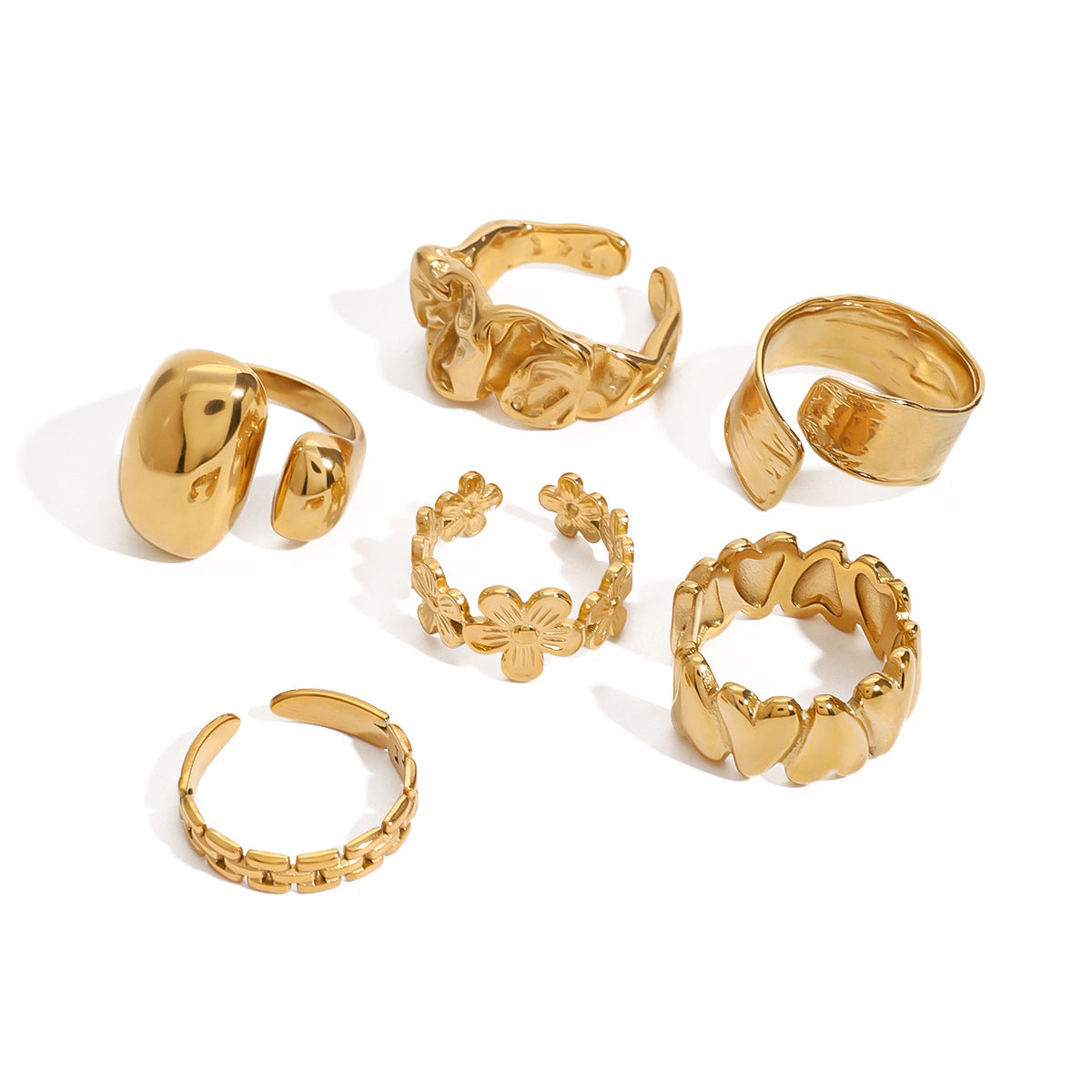 Stackable Rings Set – Textured, Geometric & Floral Designs for Women