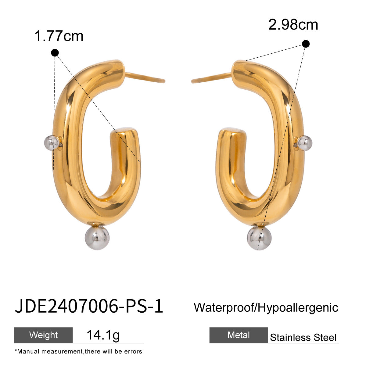 Stainless Steel Double C Hoop Earrings