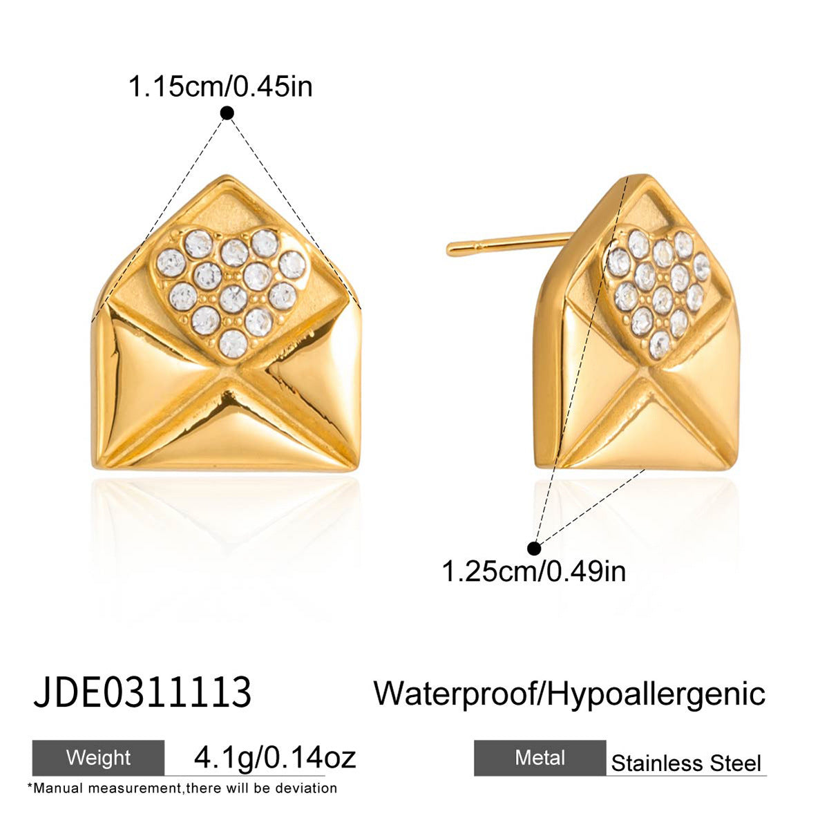 Dainty Gold - Plated Envelope Necklace with Crystal Accent - Delicate Chain Jewelry