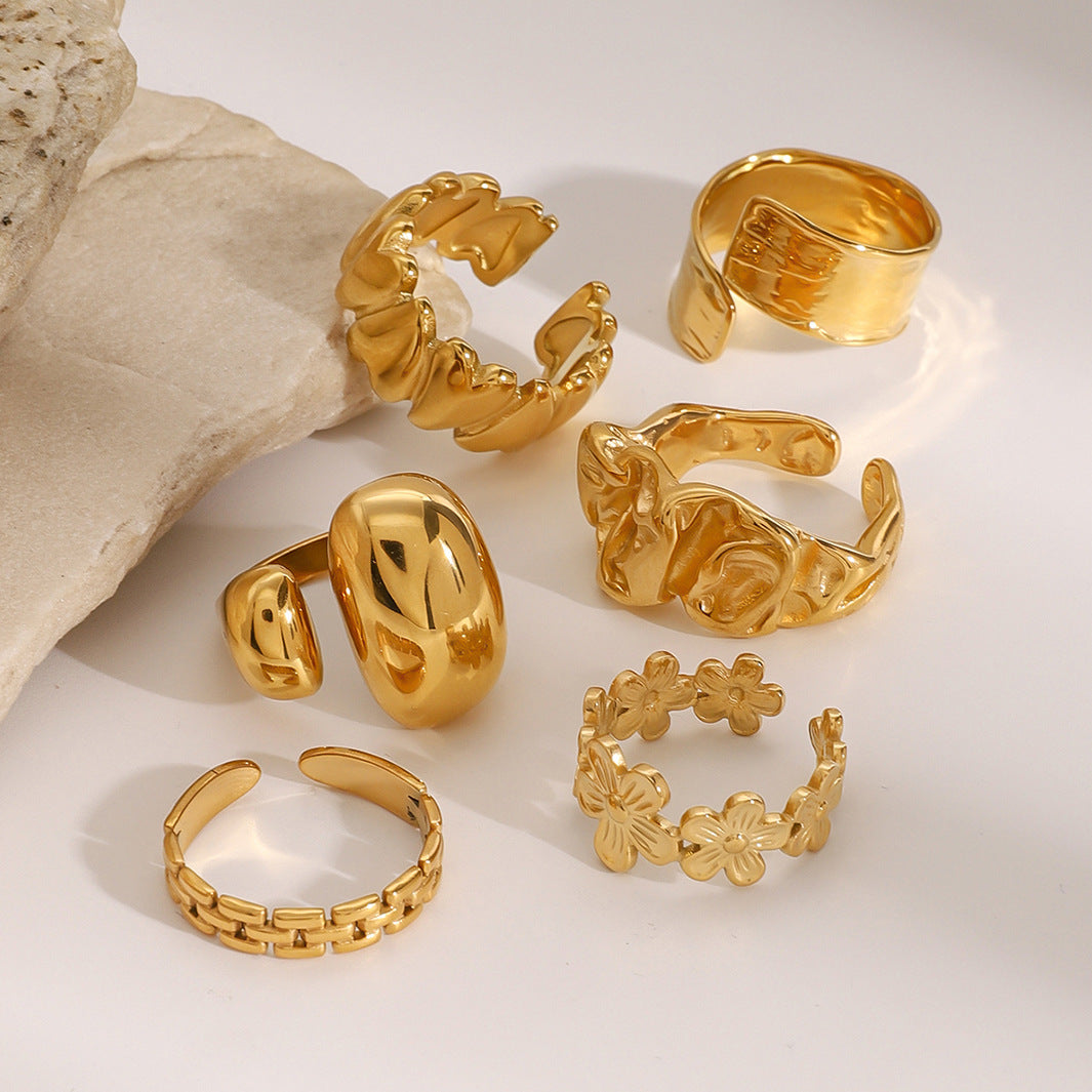 Stackable Rings Set – Textured, Geometric & Floral Designs for Women