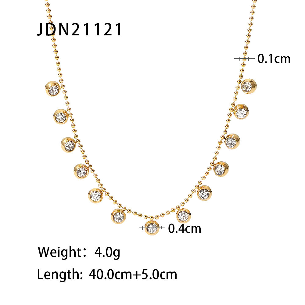 Layered Gold - Tone Necklace with Crystal Accents