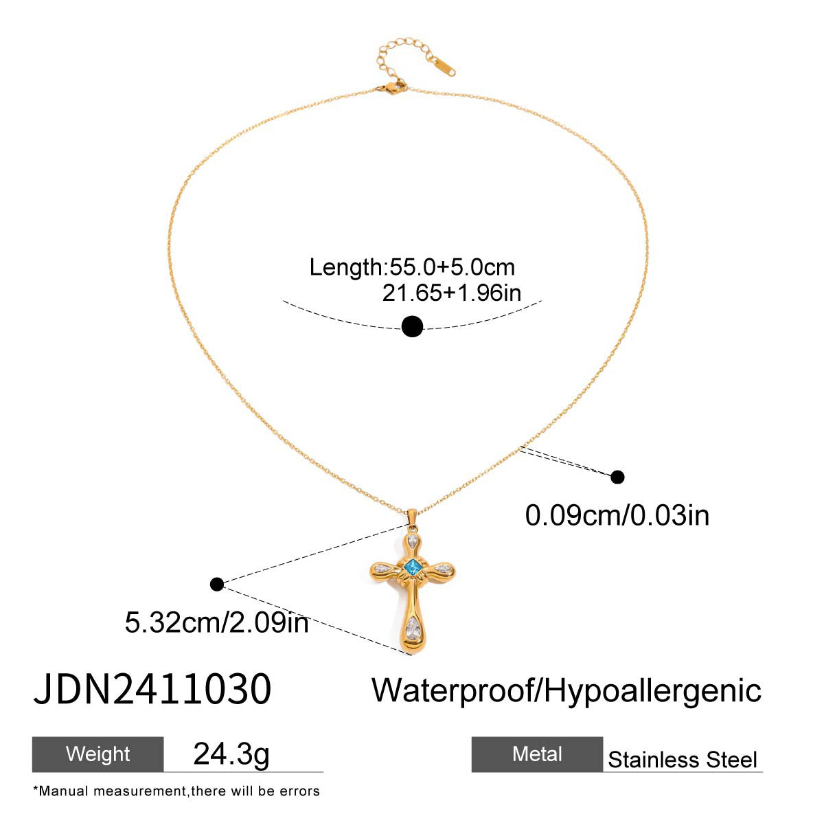 Stainless Steel Cross Pendant Necklace