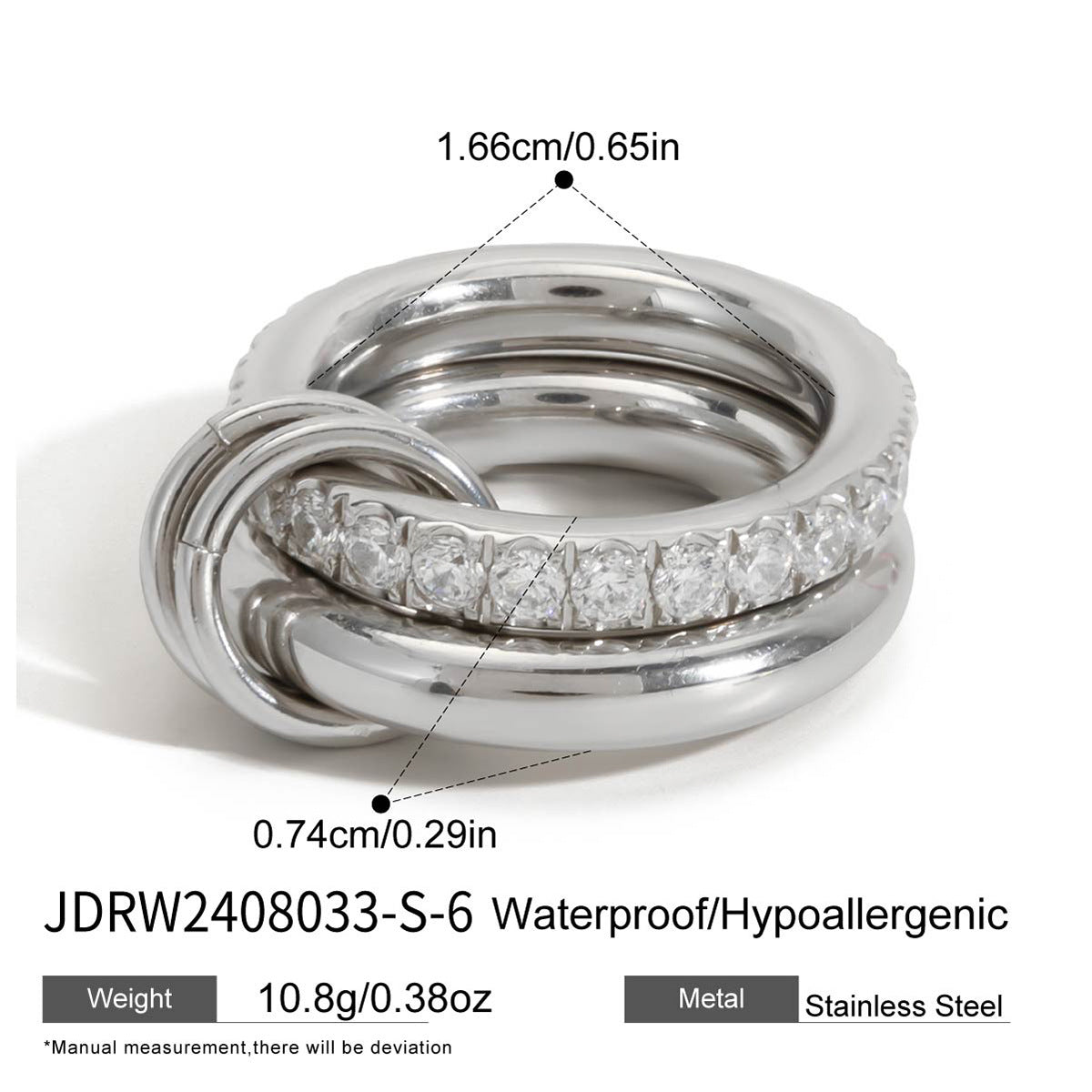 Gold-Tone Multi-Ring Set – Pearl, Zirconia, Stackable Fashion Rings for Women