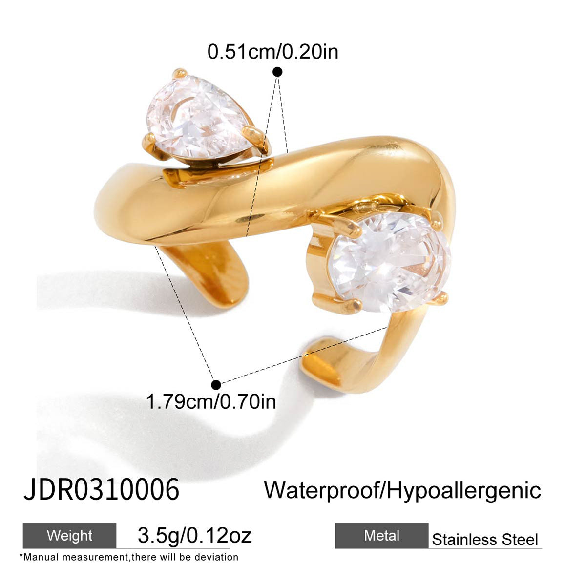 Gold-Tone Stackable Ring Set – Twisted, Snake, Bow Designs with Crystal Accents
