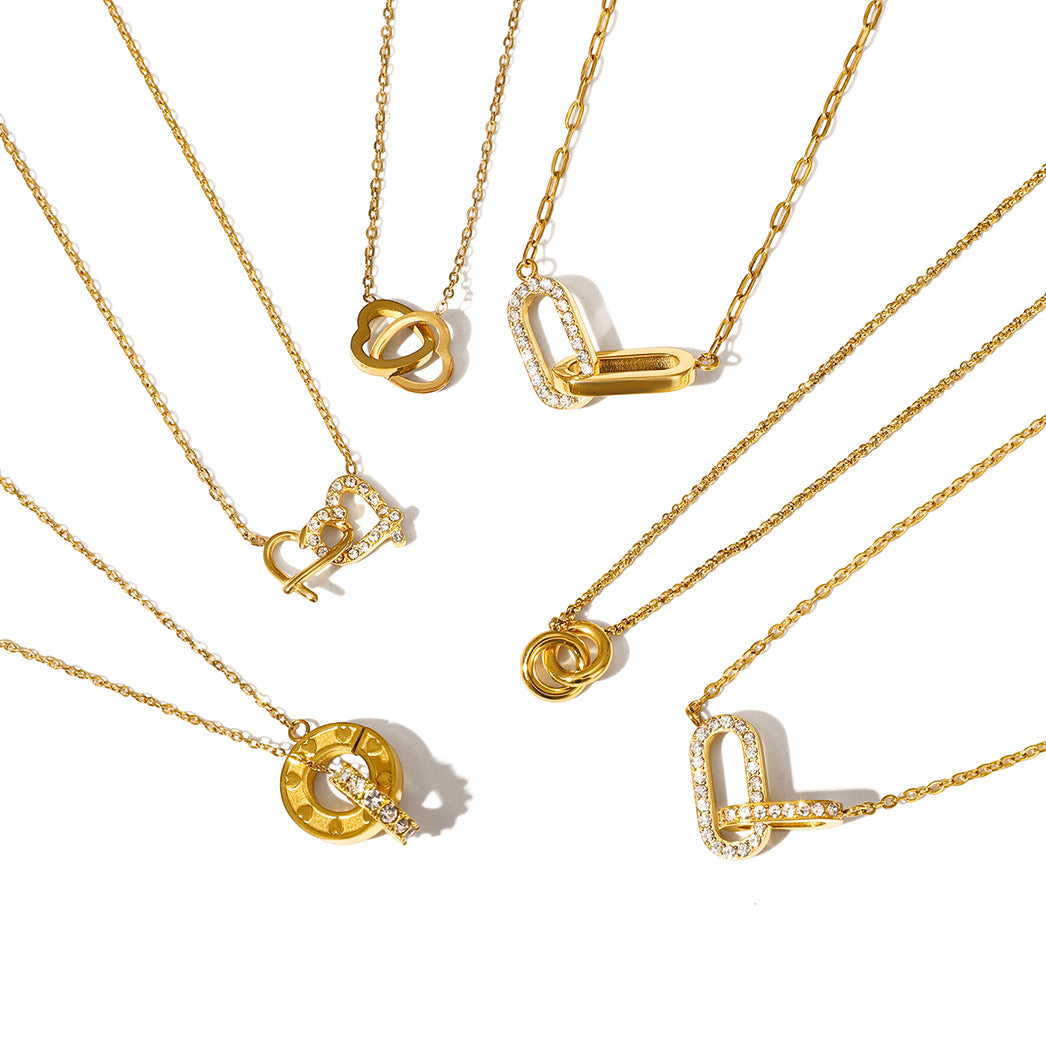 Dazzling Gold - Plated Chain - Link Necklace with Crystals