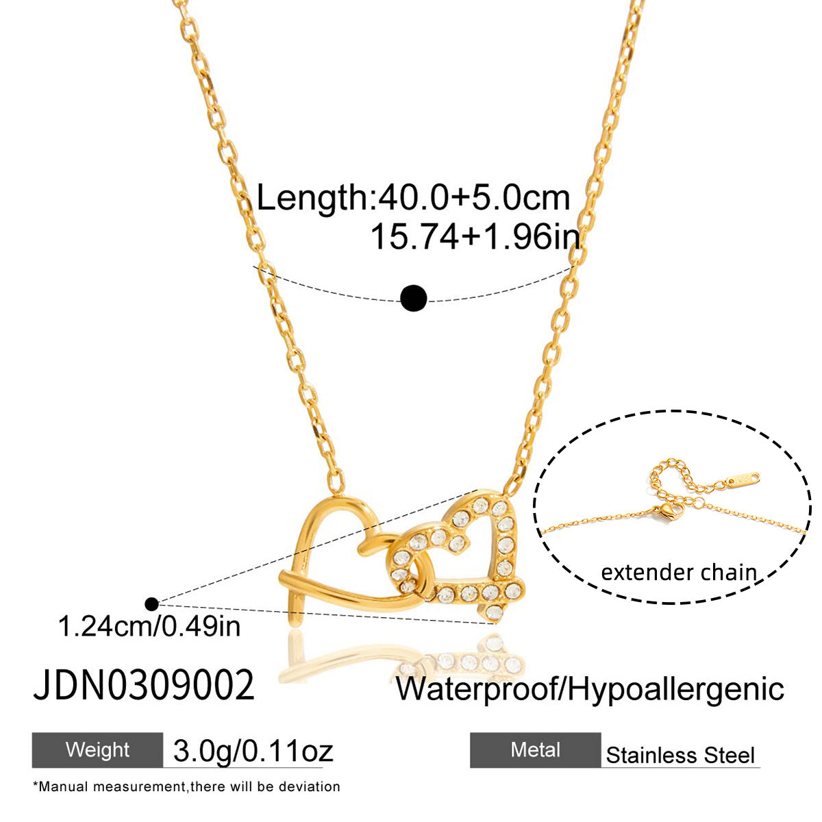 Dazzling Gold - Plated Heart - Shaped Pendant Necklace with Crystals