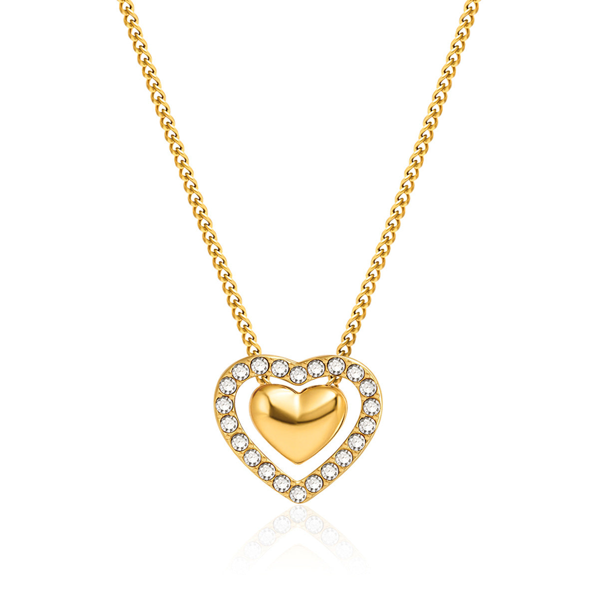 Layered Heart - Shaped Necklaces with Cubic Zirconia