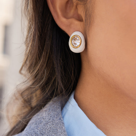 Stainless Steel Drip-Style Zircon Teardrop Earrings