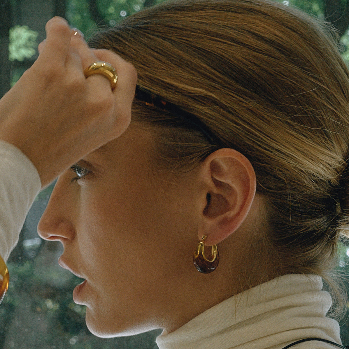 Stainless Steel Amber Resin Earrings