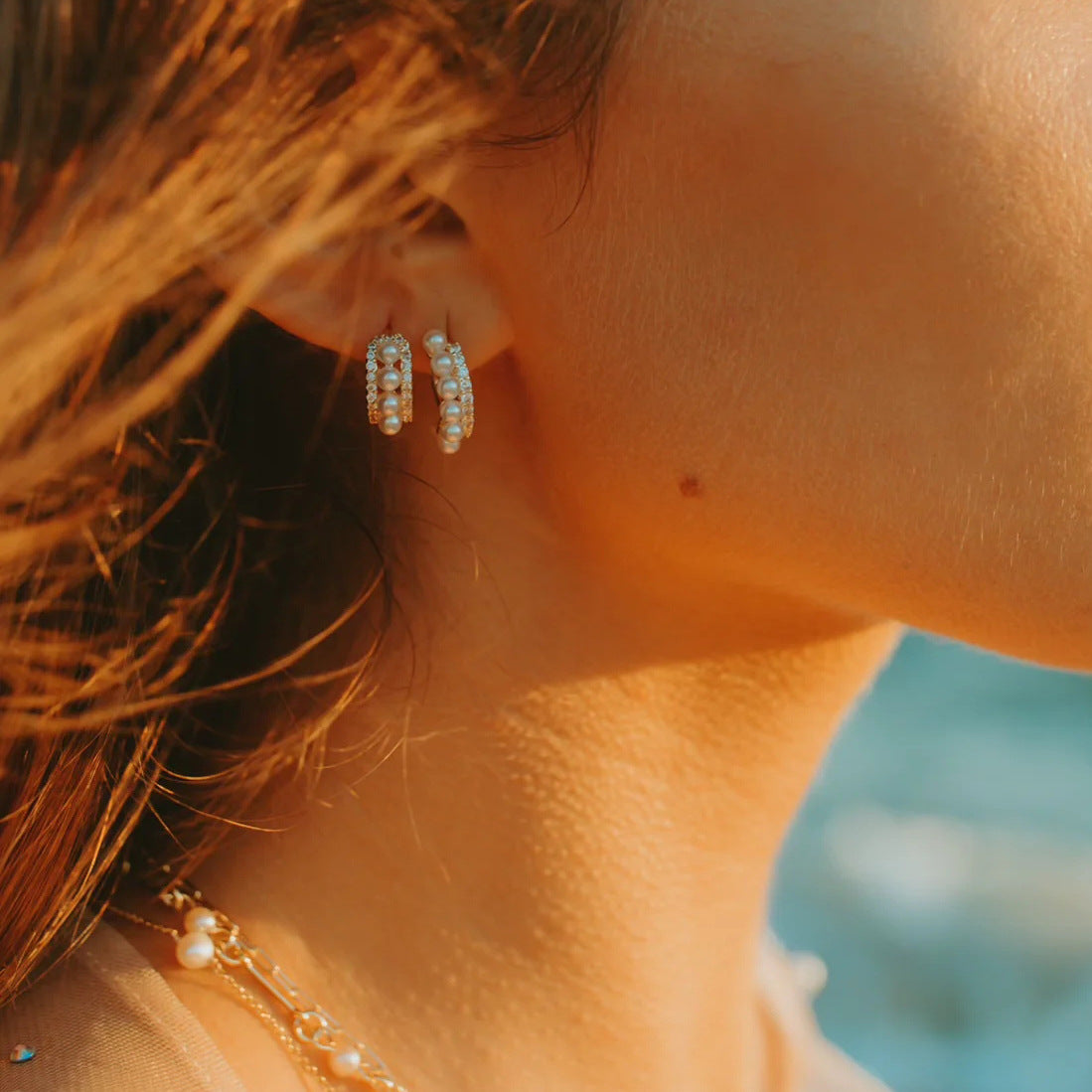 Titanium Steel Pearl Earrings