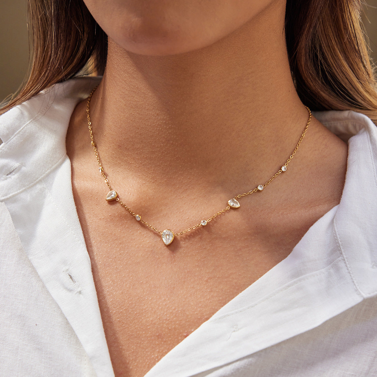 Layered Gold - Tone Hand - Held Pendant Necklace