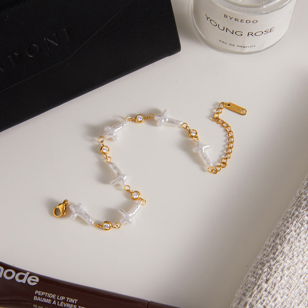 Layered Pearl and CZ Bracelet Set - Gold - Tone Jewelry for Women
