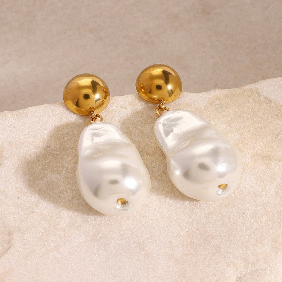 Stainless Steel Pearl Stud Earrings