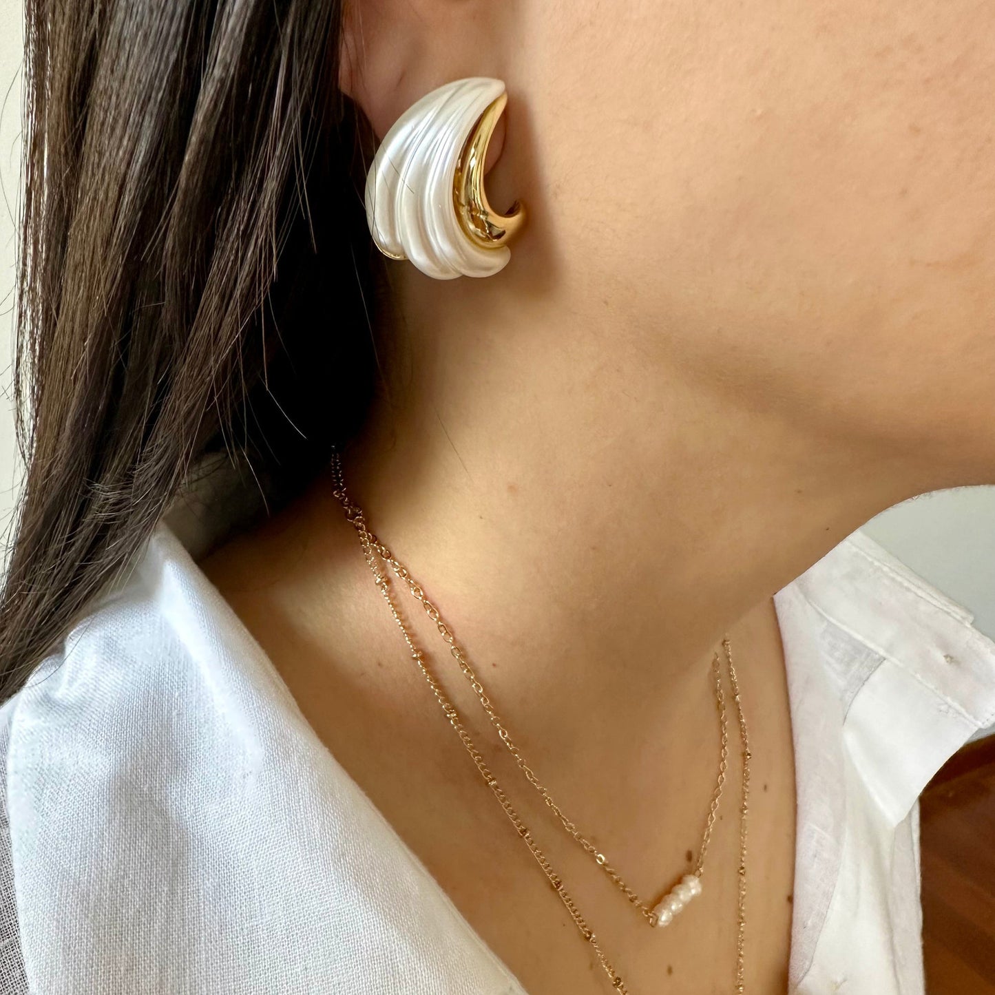 Titanium Steel Resin Pearl Earrings