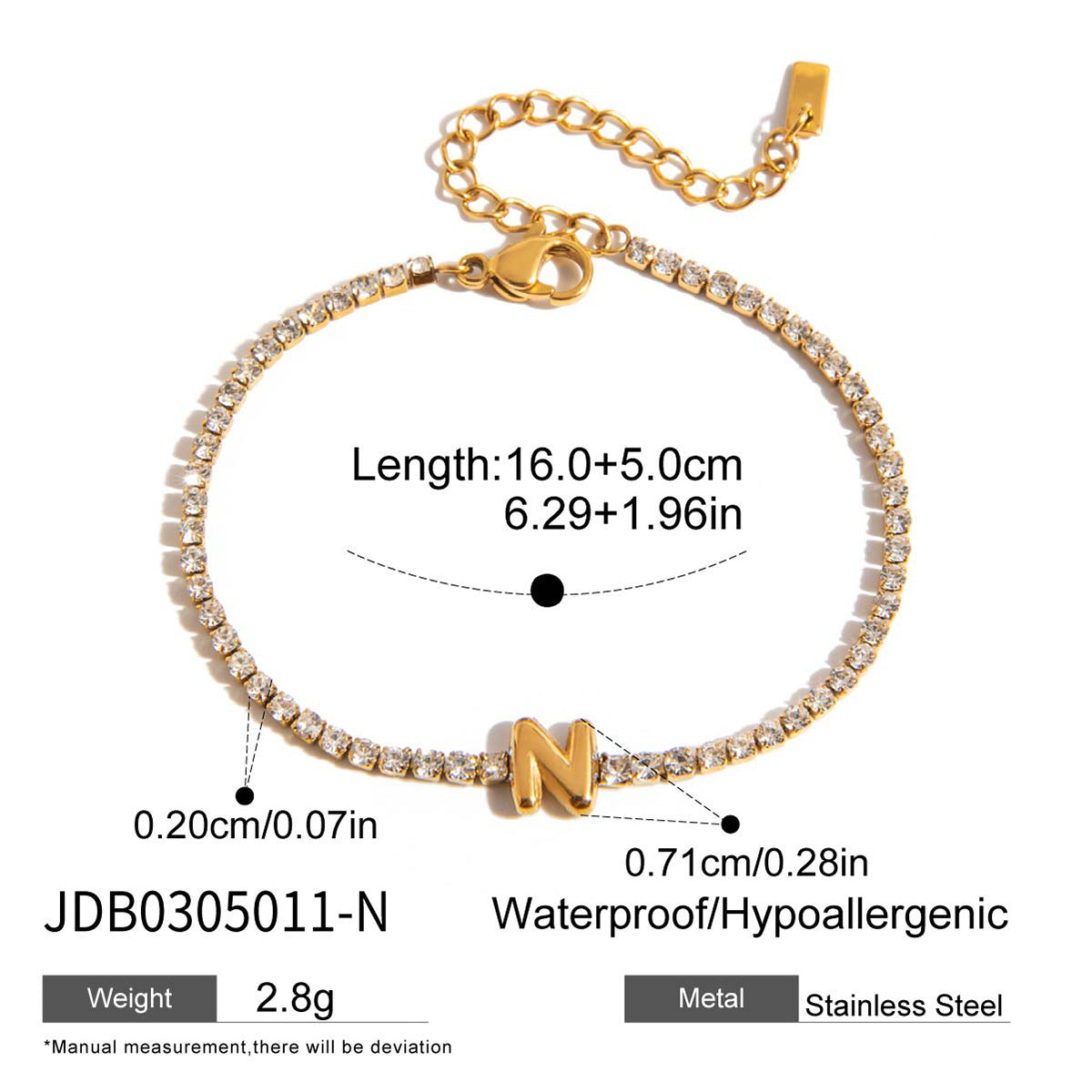 Gold Layered Bracelet Set with Letter Pendants – Stackable Bracelets for Women