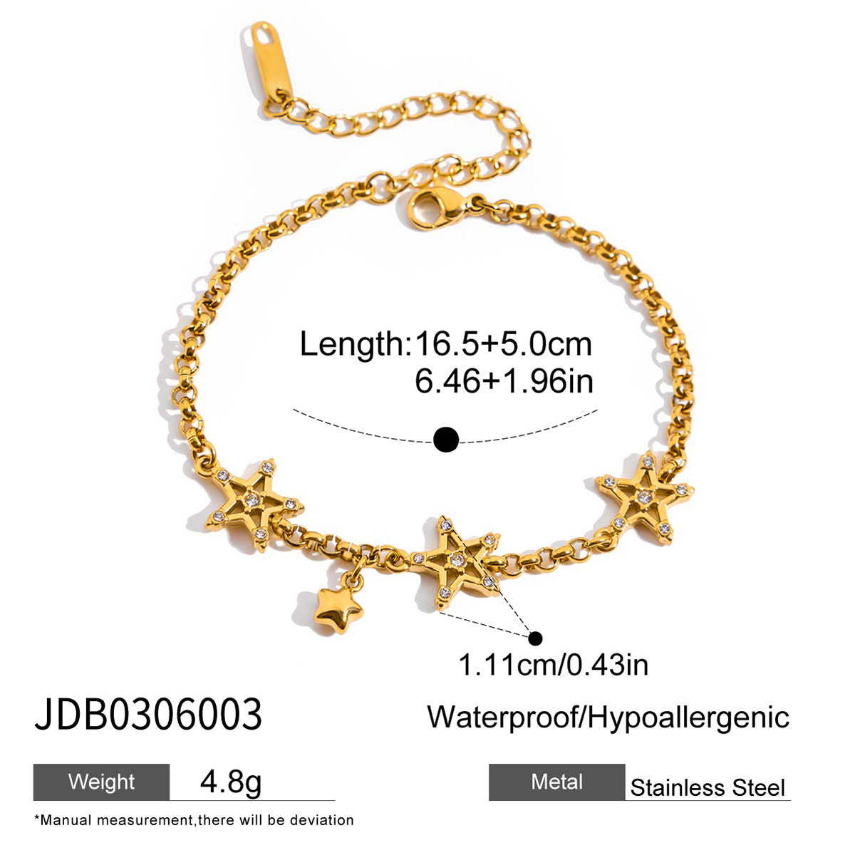 Layered Bracelet Set with Stars, Spiral Pendant, Cross Charms & Flower Charm